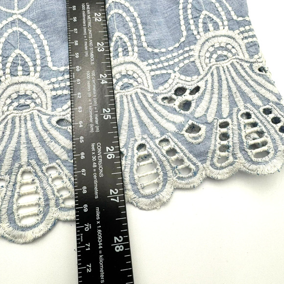 TALBOTS Women's 2X Light Blue White Floral Embroidered Eyelet Cotton Tunic Top - Picture 8 of 8